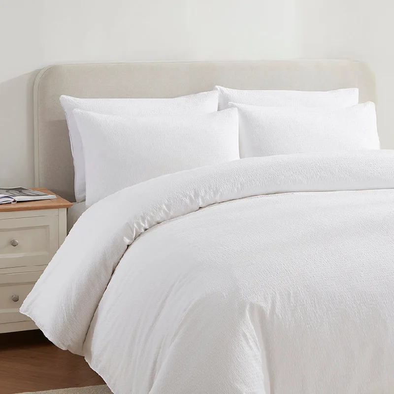 Oversized duvet covers that drape beautifully over the sides of the bed for a luxurious look200 Thread Count Mykonos Duvet Cover Cotton - White