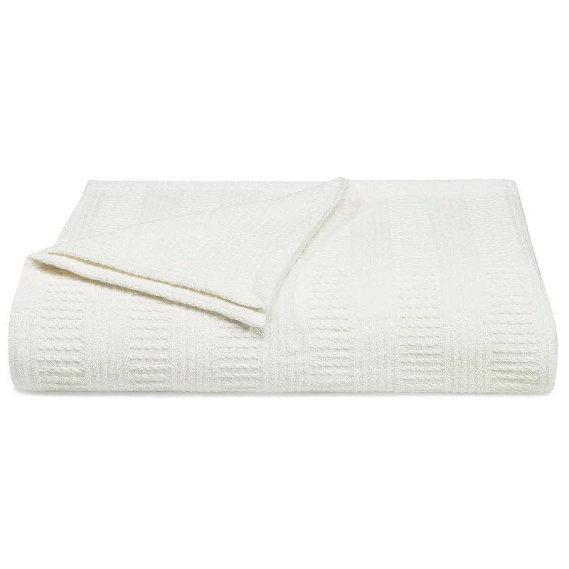 Cotton blankets for breathability and a lightweight feelNautica Rope Stripe Blanket - Deck White