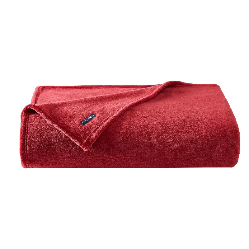 King - size blankets to cover large beds comfortablyNautica Solid Red Ultra Plush Soft Twin Blanket