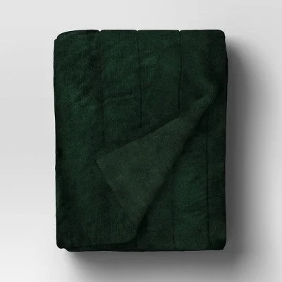 Queen - size blankets for standard - sized bedsNew - Channel Faux Fur Throw Blanket Dark Green - Threshold