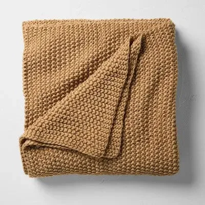 Cotton blankets for breathability and a lightweight feelOpen Box - Casaluna Chunky Knit Throw Bed Blanket 92x108 Midweight Sweater Knit