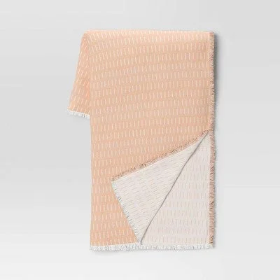 Microfiber blankets that are durable and easy to care forNew - Dash Throw Blanket Orange/Ivory - Threshold