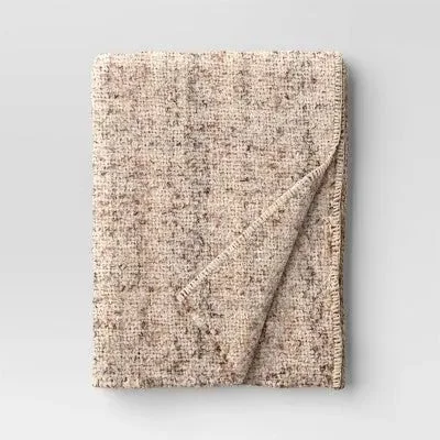 Recycled polyester blankets for an eco - conscious optionNew - Marled Boucle Throw Blanket Neutral - Threshold