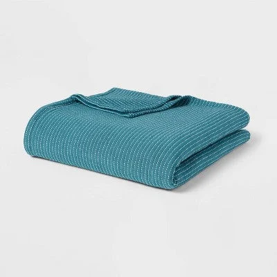 Bamboo fiber blankets with natural antibacterial propertiesNew - Twin/Twin Extra Long Matelassé Bed Blanket Blue - Threshold