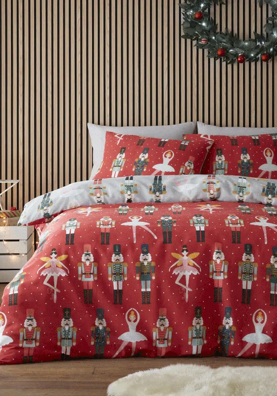 Embroidered duvet covers with intricate needlework for a luxurious touchFusion Nutcracker Christmas Duvet Cover Set, Red