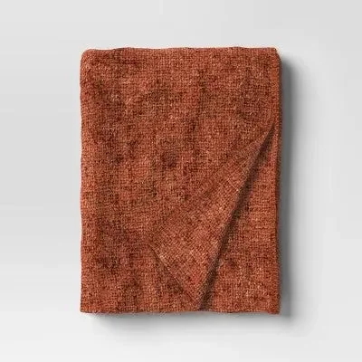 Recycled polyester blankets for an eco - conscious optionOpen Box - Marled Boucle Throw Blanket Orange - Threshold