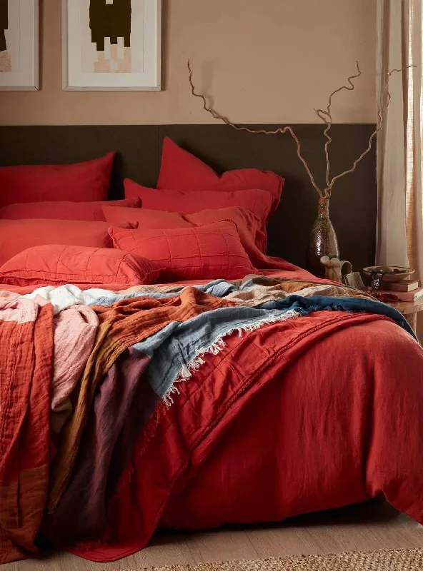 King - size duvet covers to fit large king - sized beds perfectlyPaprika 100% Linen Bed Linen