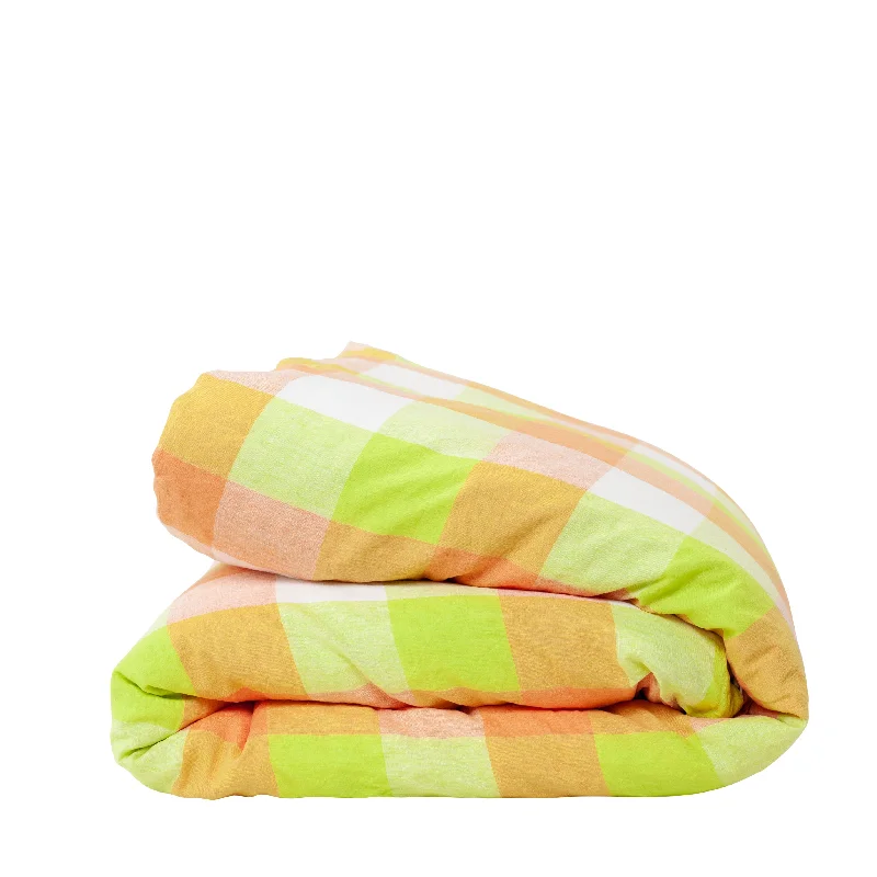 Value - for - money duvet covers that offer great quality at a reasonable pricePeach Lemonade Check Duvet Cover