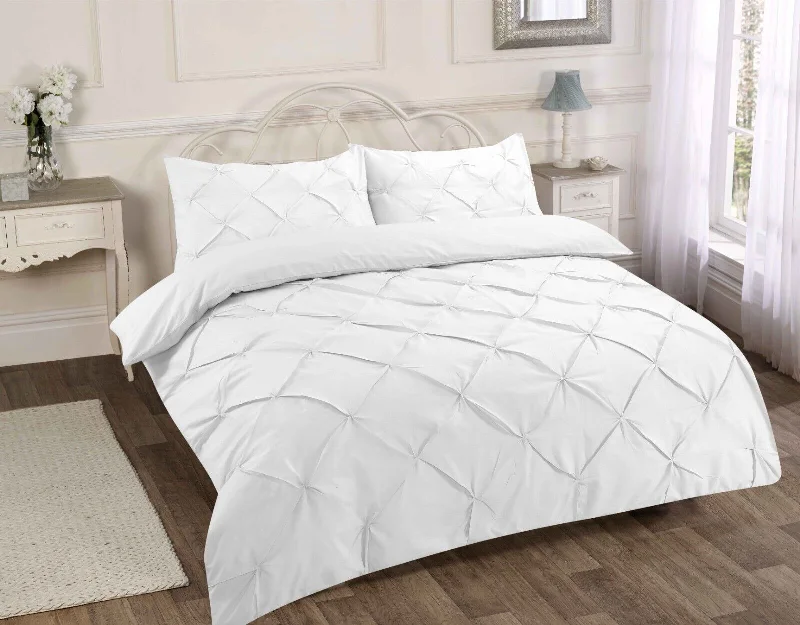 Thermal - regulating duvet covers to keep you warm in winter and cool in summerPINTUCK DUVET SET POLY COTTON QUILT COVER SINGLE DOUBLE SUPER KING SIZE BEDDING