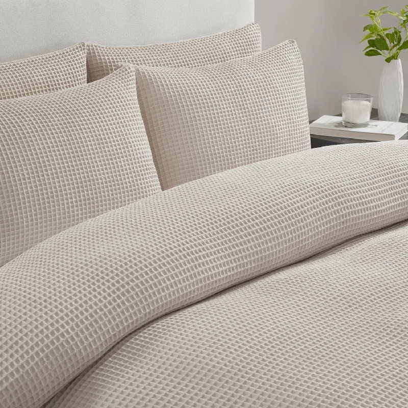 Duvet covers that work well with memory - foam mattresses for added comfortPortofino 200 Thread Count Waffle Duvet Cover - Cotton - Natural