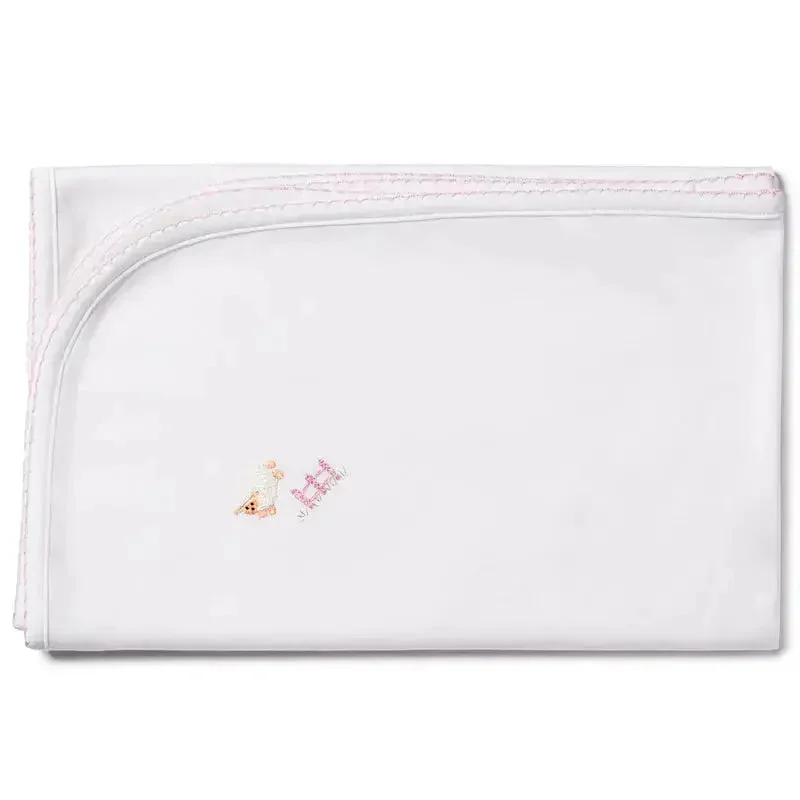 Rayon from bamboo blankets for a silky and breathable feelBaby girls embroidered blanket - Sheep pink