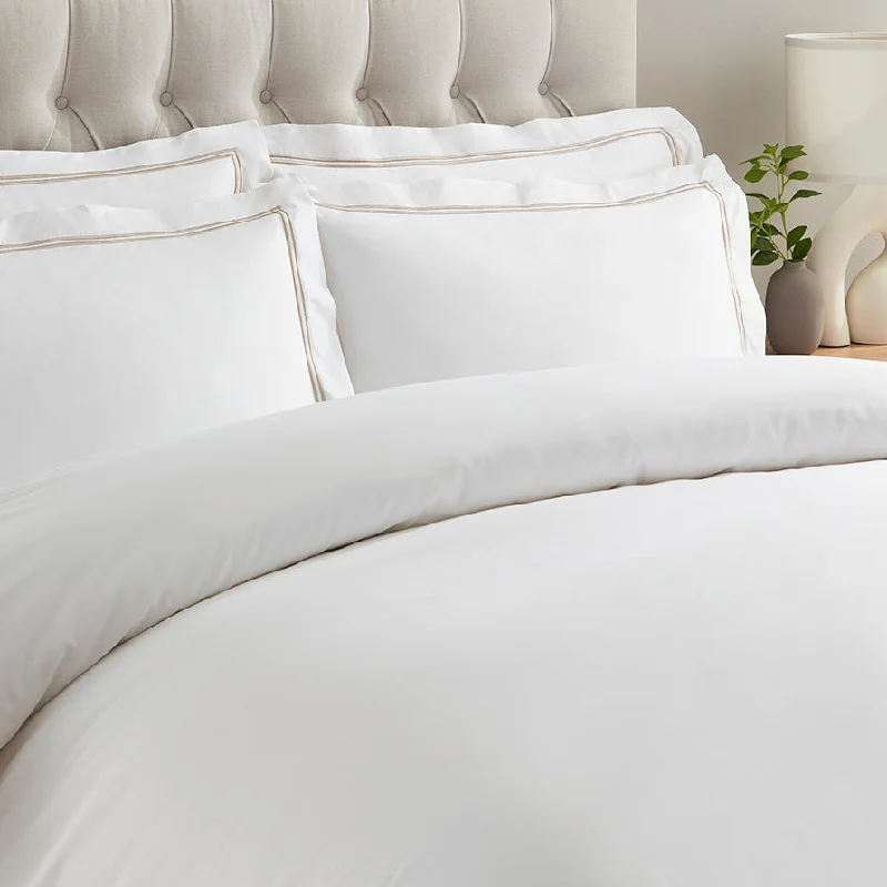 Light - blocking duvet covers for a better sleep during the day400 Thread Count Regent Embroidered Duvet Cover Cotton - Natural