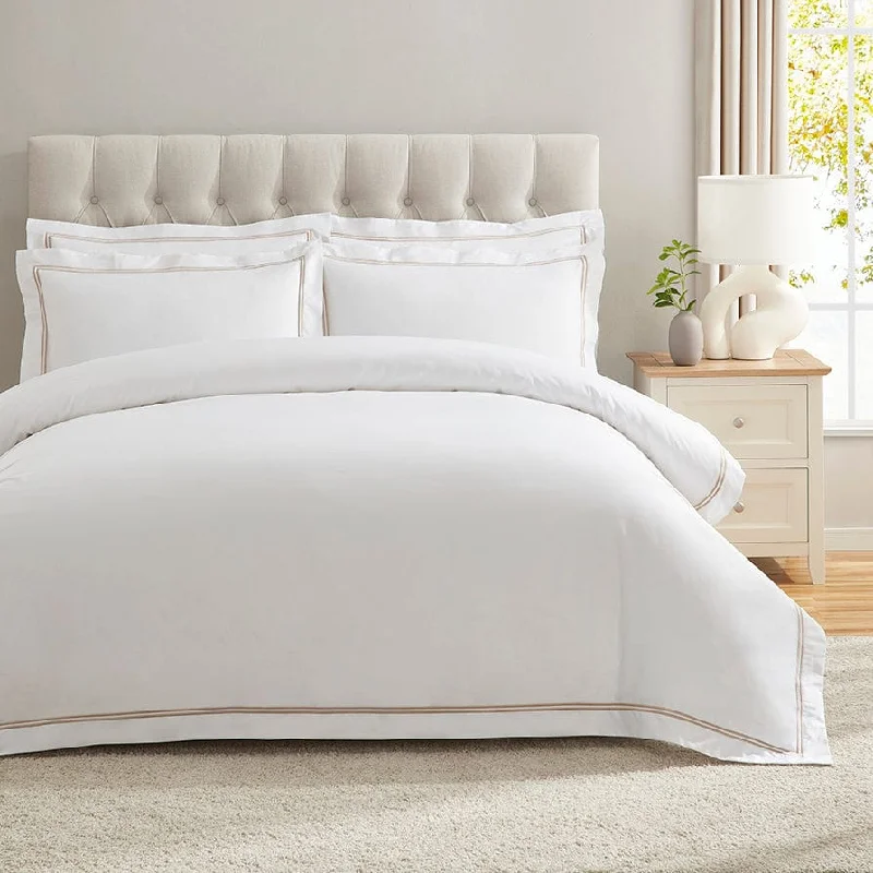 Duvet covers that work well with memory - foam mattresses for added comfortRegent 400 Thread Count Embroidered Duvet Cover - Sateen - Natural