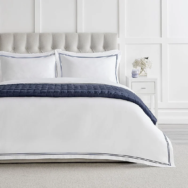 California king - size duvet covers for the extra - long and wide California king bedsRegent 400 Thread Count Embroidered Duvet Cover - Sateen - Navy