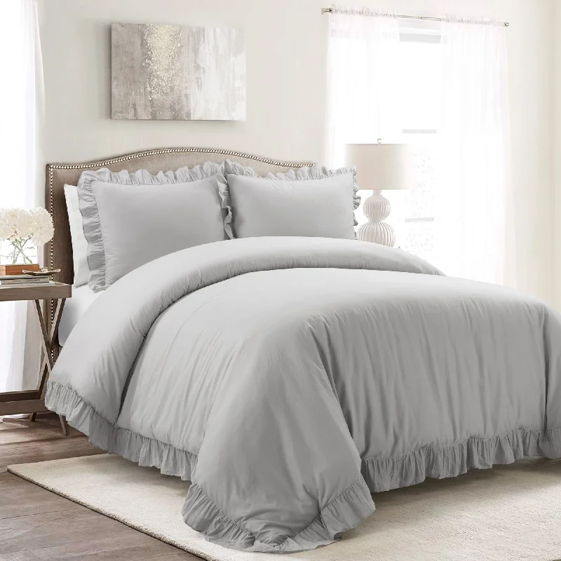 Microfiber duvet covers that are affordable and easy to care forReyna 100% Cotton Duvet Cover Light Gray 3Pc Set King