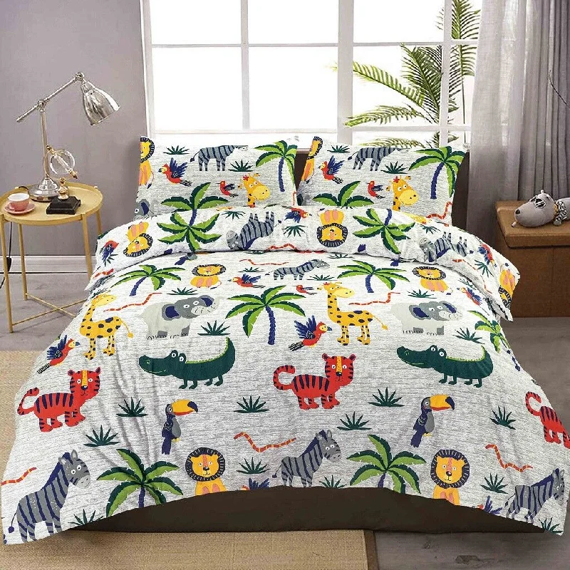 Zipper - closure duvet covers for easy removal and washingKids Safari Duvet Cover Pillowcase Set