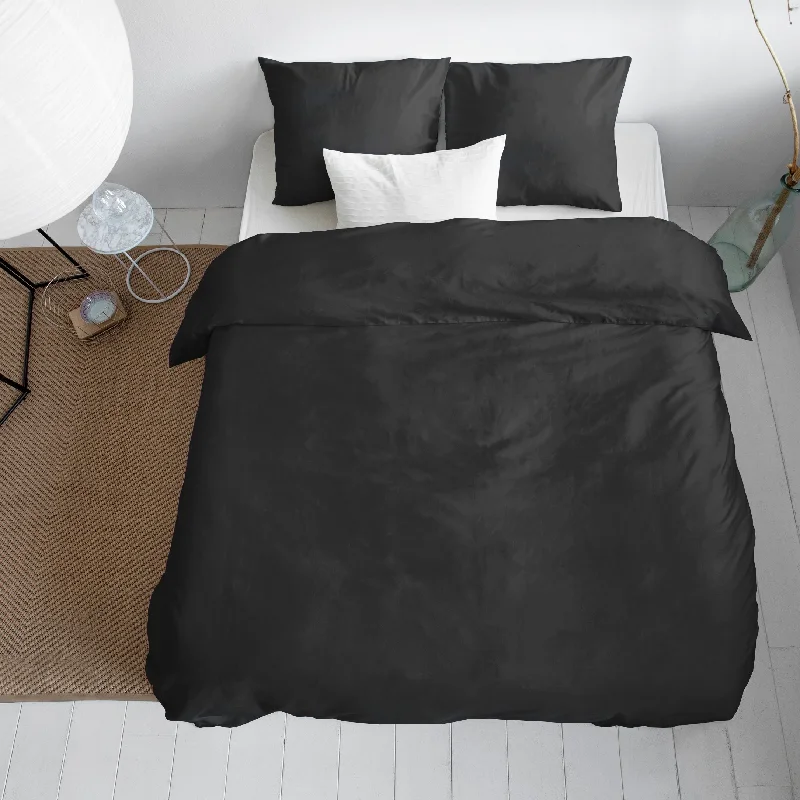 Embroidered duvet covers with intricate needlework for a luxurious touchSatin Cotton Duvet Cover black