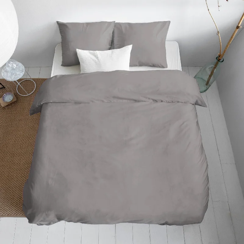 Twin XL duvet covers designed for extra - long twin beds, often used in college dormsSatin Cotton Duvet Cover grey