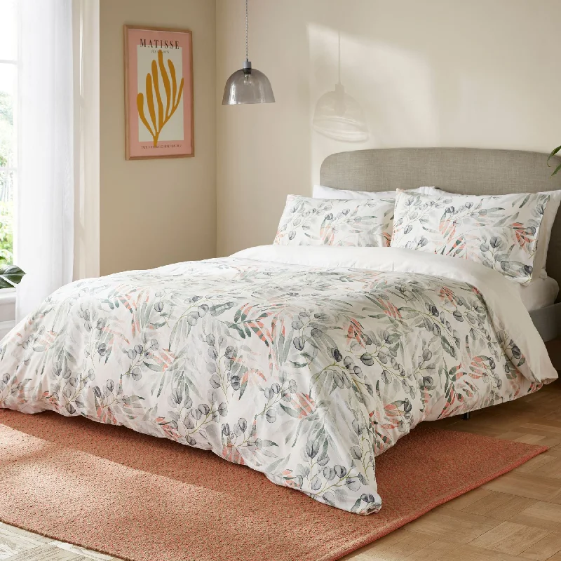 Paisley - printed duvet covers for an exotic and elegant appearanceSerenity Coral Floral Leaf 100% BCI Cotton Duvet Cover Bedding