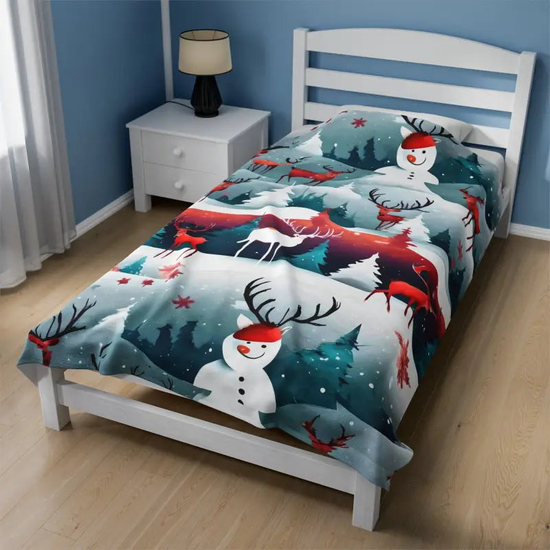 Rayon from bamboo blankets for a silky and breathable feelSnuggle Into Holiday Joy with Rudolf Velveteen Plush Blanket