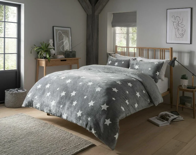 Duvet covers that coordinate with existing bedroom furnitureTeddy Fleece Duvet Cover Set Printed Star Stag Quilt Warm Cosy Winter Bedding