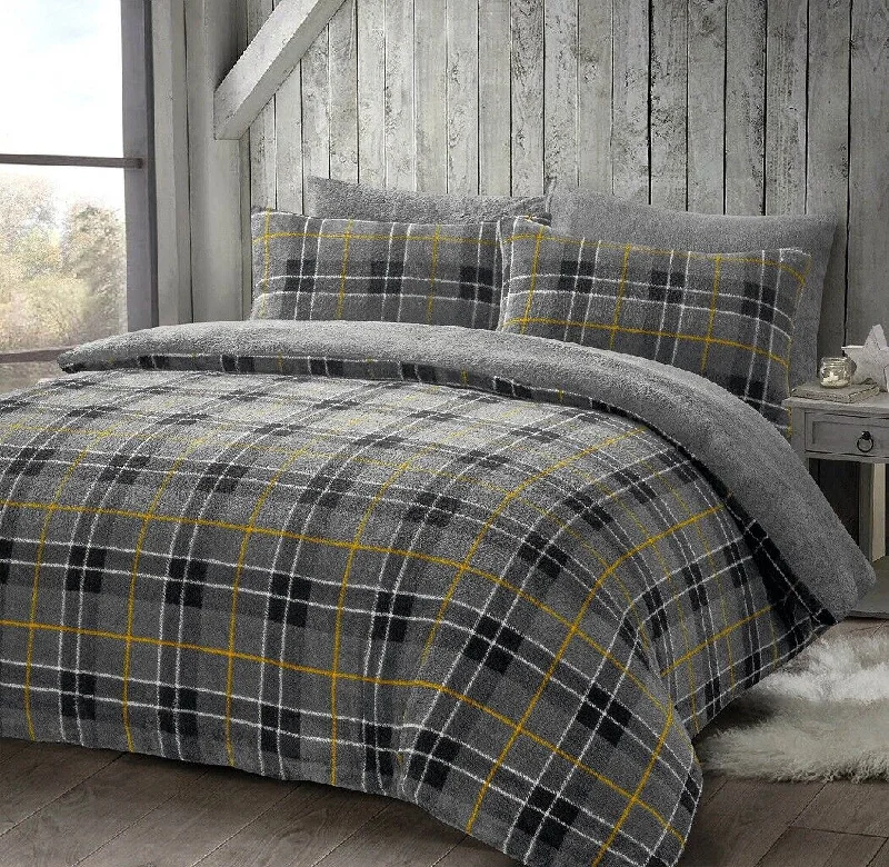 Anti - dust mite duvet covers to keep the sleep environment cleanTeddy Fleece Tartan Check Duvet Cover Set Warm Teddy Bear Fleece Bedding Set