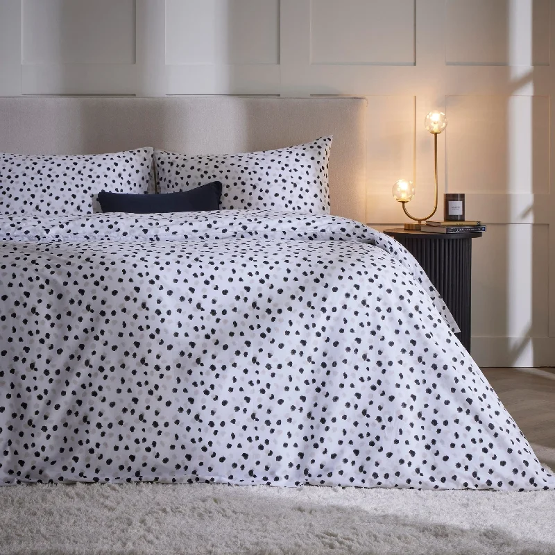 Velvet duvet covers for a plush and cozy lookTisno 180 Thread Count Duvet Cover & Pillowcase Set - Dotty Animal Print - White/Black