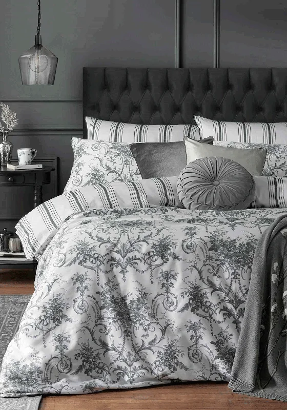 Allergy - friendly duvet covers for bedrooms with sensitive air qualityLaura Ashley Tuileries Regency Inspired Duvet Cover Set, Charcoal