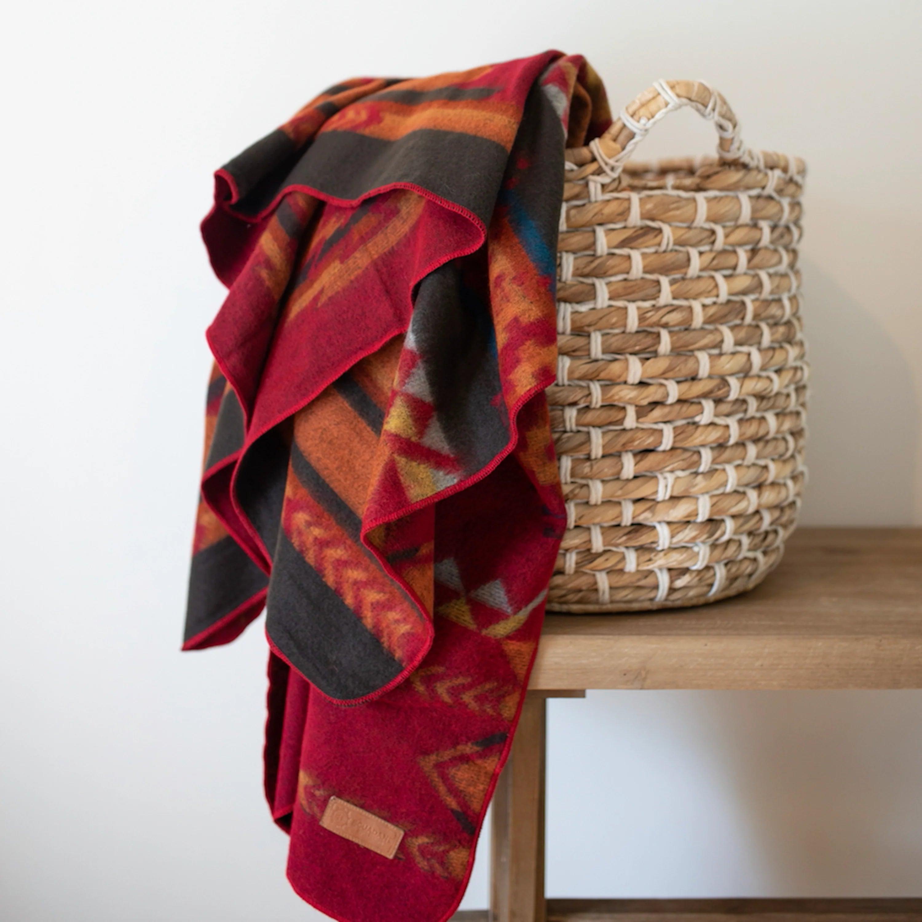 Alpaca wool blankets for a hypoallergenic and warm optionWildfire Red Handwoven Blanket