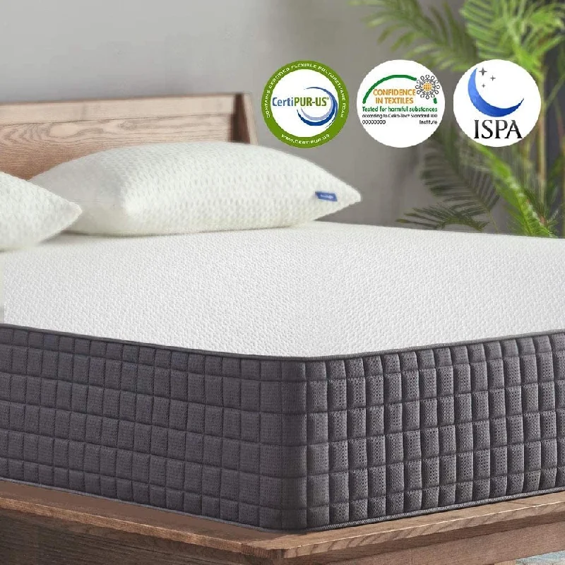 Memory foam mattresses for pressure relief and contouring10"Medium Gel Memory Foam Mattress for Back Pain Relief/Motion Isolation