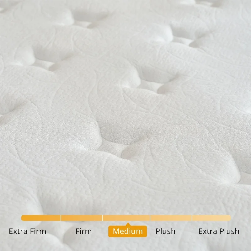 Hybrid mattresses combining foam and innerspring technology12 inch Foam and Spring Hybrid Mattress, Medium Firm Feel Durable Support Mattress Bed in a Box