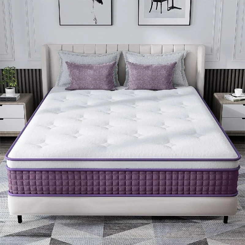 Queen - size mattresses for couples and standard bedrooms12in Innerspring Hybrid Mattress Motion Isolation Queen Plush Foam