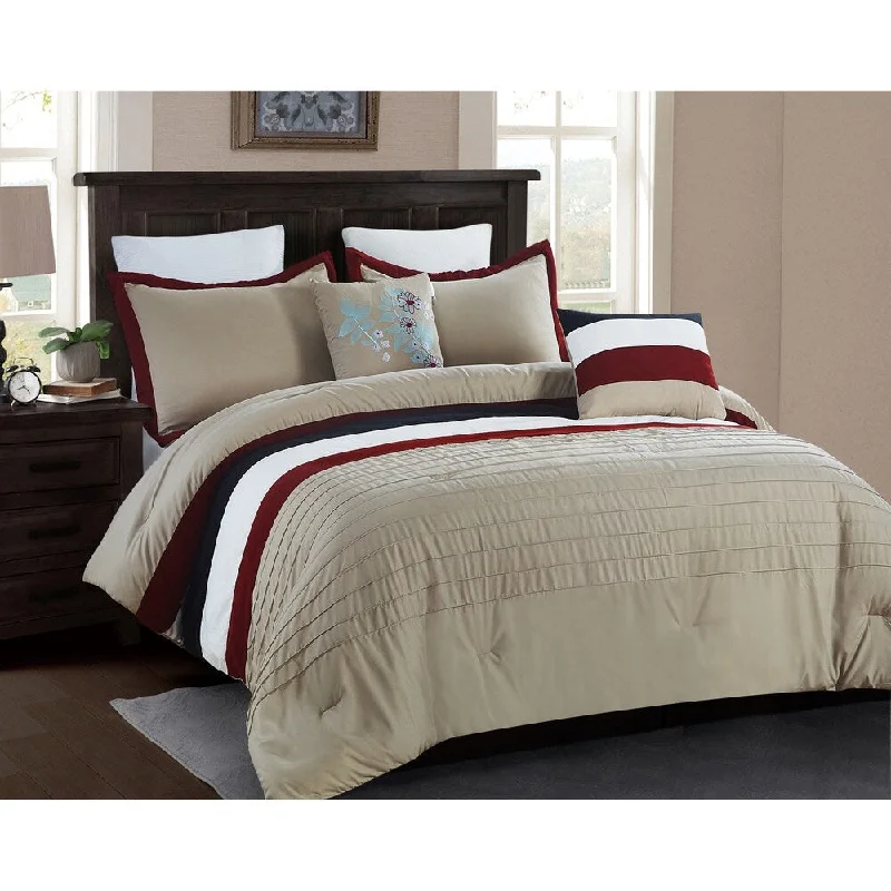 Duck down comforters with a softer feel and good warmth retention5 piece Micro Suede Comforter set, Full/Queen, Chocolate/Taupe