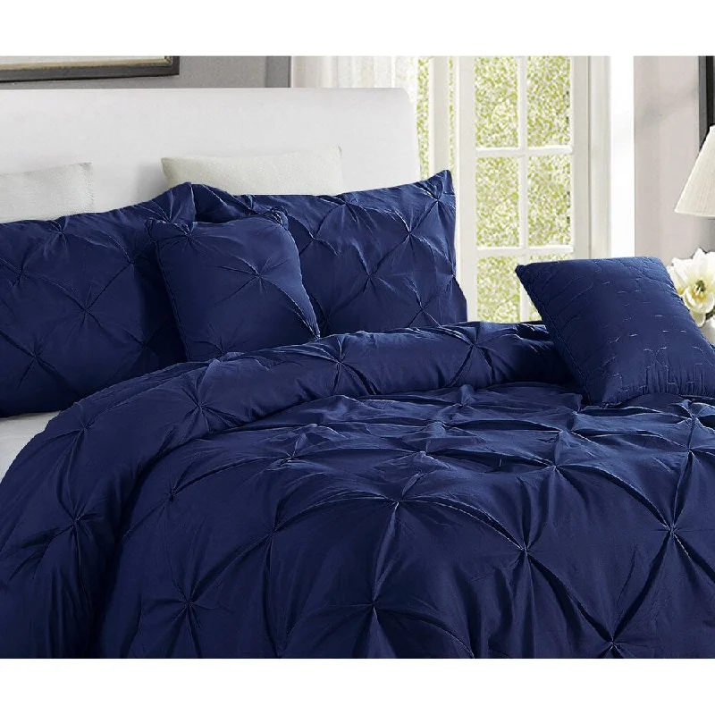 Down - filled comforters for supreme warmth and lightness5 piece Pintuck Full/Queen Comforter Set, Navy