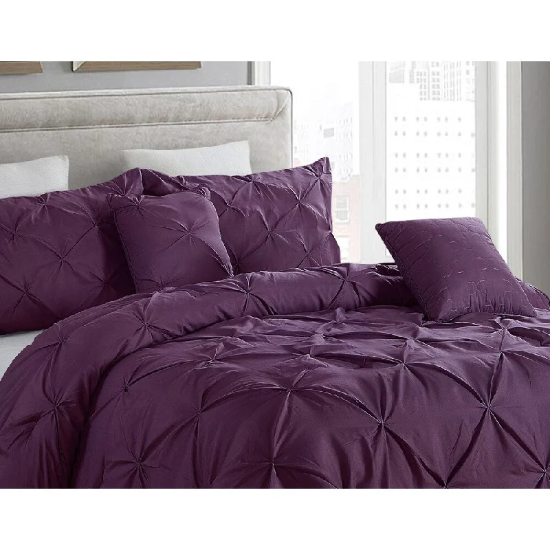 Cotton - filled comforters for a breathable and natural sleep experience5 piece Pintuck Full/Queen Comforter Set, Purple