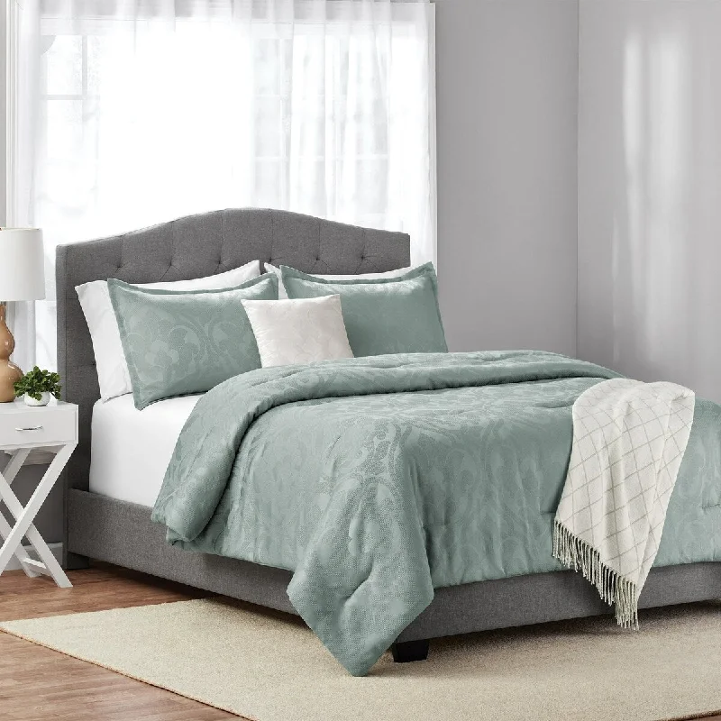 Cotton - filled comforters for a breathable and natural sleep experience5-Piece Sage Jacquard Comforter Set, Full/Queen