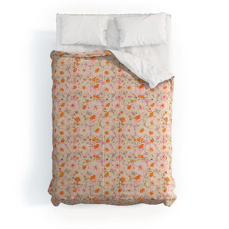 Wool - filled comforters with natural moisture - wicking and temperature - regulating featuresAlison Janssen Faded Floral Pink Citrus Made To Order Full Comforter Set