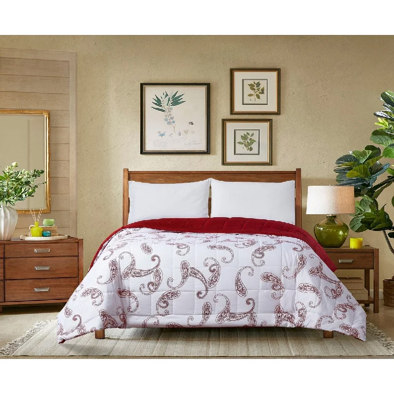 Latex - filled comforters with a bouncy texture and good supportAll Seasons Paisley Print Down Alternative Full/Queen Comforter 98x96 Burgundy