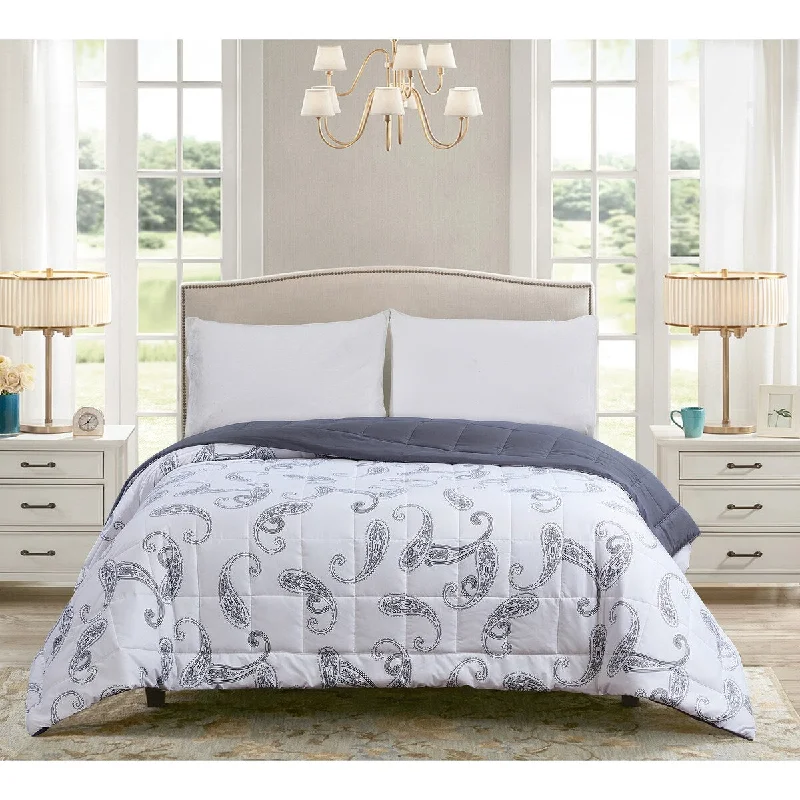 Cotton - filled comforters for a breathable and natural sleep experienceAll Seasons Paisley Print Down Alternative Full/Queen Comforter 98x96 Silver