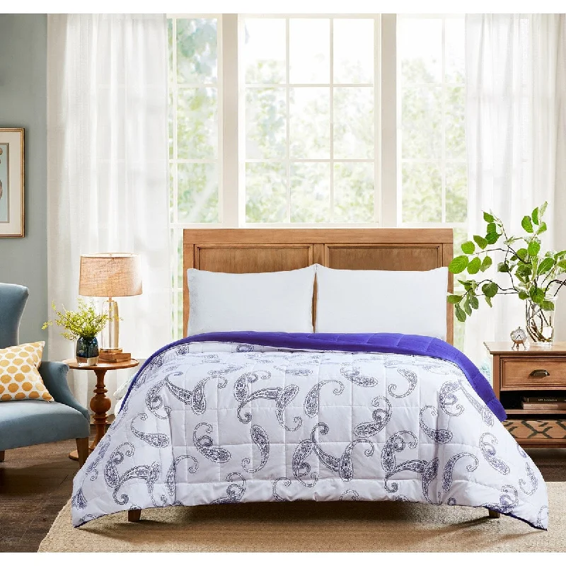 Synthetic - filled comforters like polyester for affordability and hypoallergenic propertiesAll Seasons Paisley Print Down Alternative King Comforter 110x96 Blue