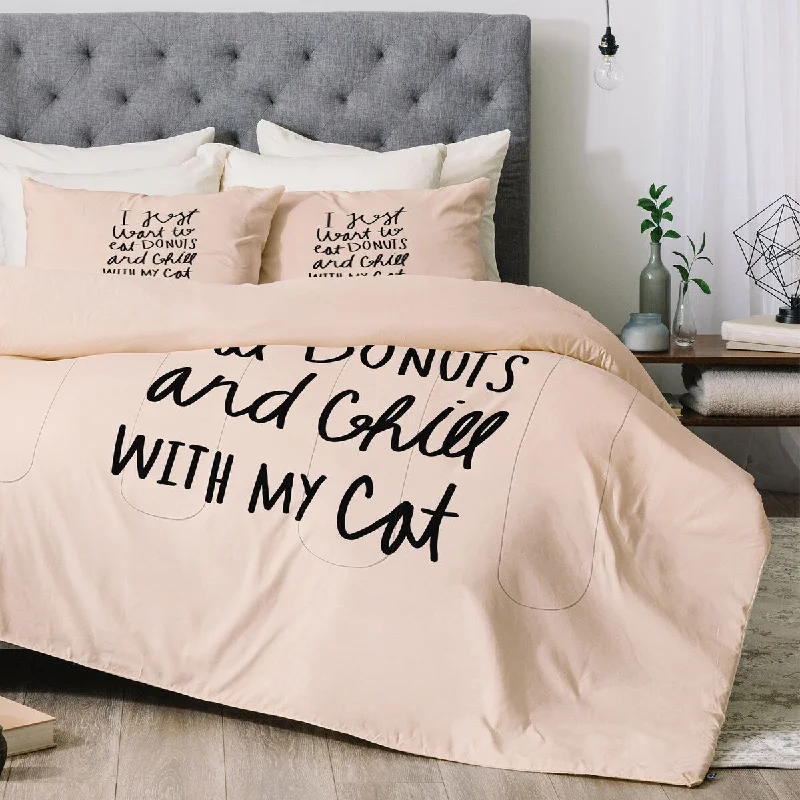 Full - size comforters suitable for full - sized beds in guest rooms or small bedroomsAllyson Johnson I just want to eat donuts and chill with my cat Made to Order Comforter Set