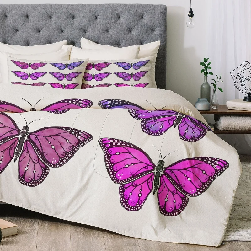 Latex - filled comforters with a bouncy texture and good supportAvenie Butterfly Collection Pink and Purple Made to Order Comforter Set