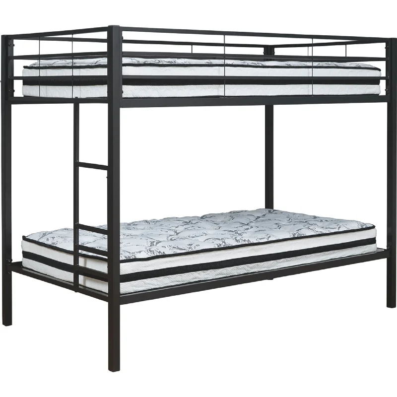 Bamboo - charcoal infused mattresses for odor absorptionBroshard Twin Metal Bunk Bed - Black