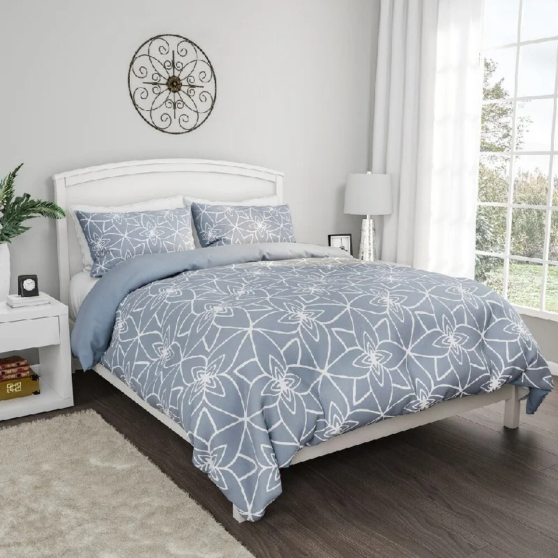 Duck down comforters with a softer feel and good warmth retentionComforter Set Stargaze Design- 3 Pc. Full/Queen Set With 2 Shams, Geometric Pattern, Reversible, Hypoallergenic By Windsor Home