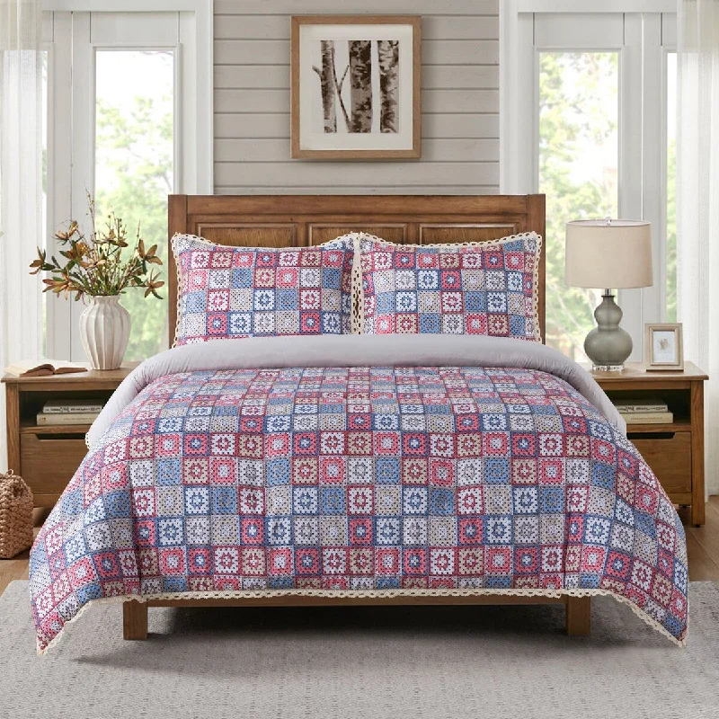 Latex - filled comforters with a bouncy texture and good supportCountry Living Granny Square Comforter Set