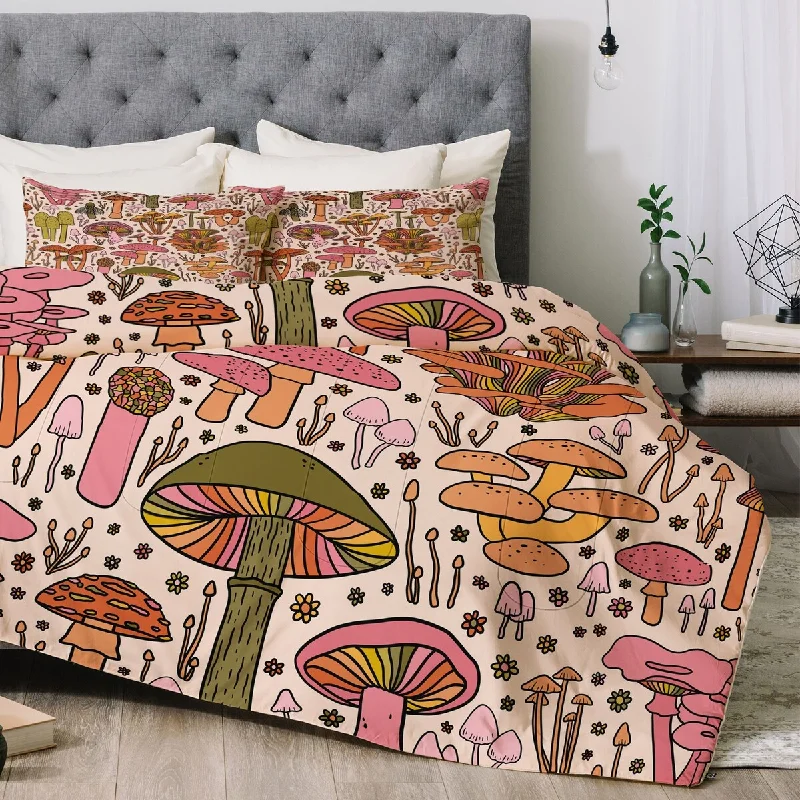 Full - size comforters suitable for full - sized beds in guest rooms or small bedroomsDoodle By Meg Vintage Mushroom Print Made to Order Comforter Set