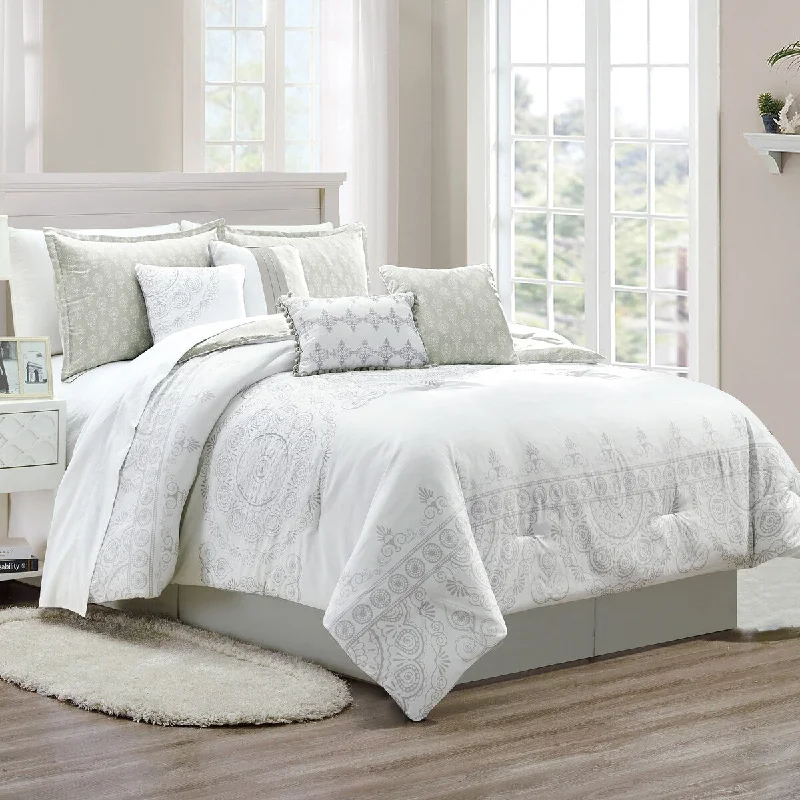 Duck down comforters with a softer feel and good warmth retentionEsca Jana Fabric Polyester 8PC Comforter Set