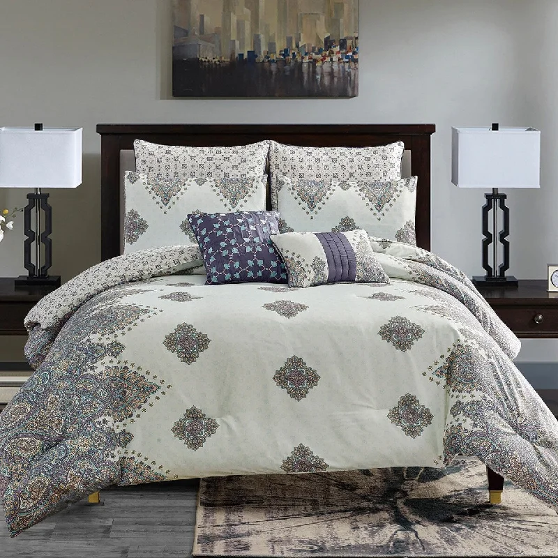 Microfiber - filled comforters that are lightweight and easy to care forEsca Jessica Fabric Polyester 7PC Comforter Set