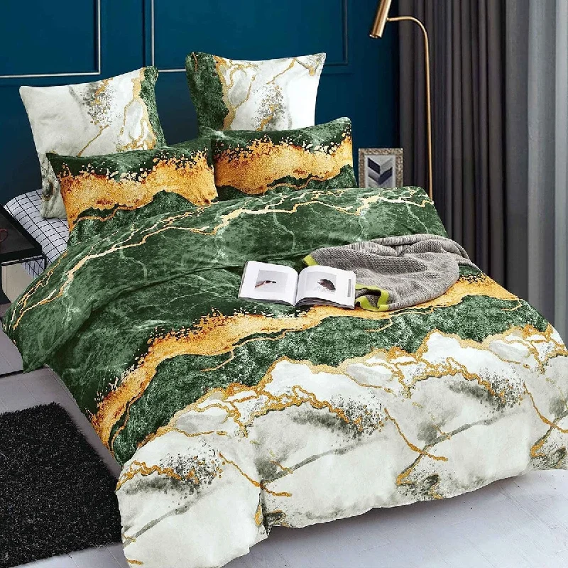 Full - size comforters suitable for full - sized beds in guest rooms or small bedroomsGreen Marbel 2 pc Twin Comforter Set