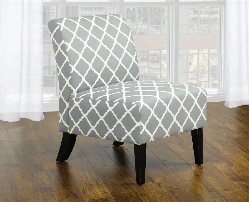 Queen - size mattresses for couples and standard bedroomsGrey Fabric Accent Chair With Quatrefoil Design